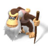 Animated picture of an old monkey holding a walking stick