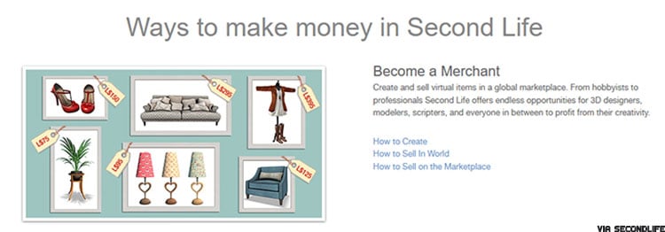 Second life - money playing video gamesby becoming a merchant
